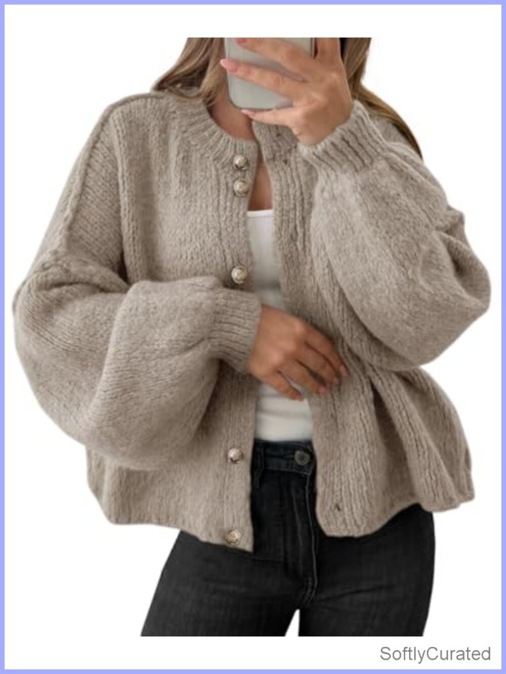 Oversized Chunky Knit Cardigan Long Sleeve Button Up Sweater
